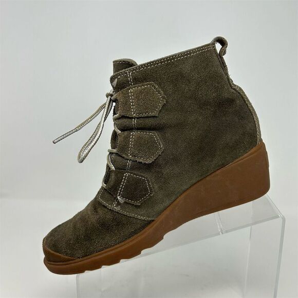 Sorel Women's Brown Suede Lace-Up Wedge Boots Size 8 Waterproof Comfort - Picture 3 of 12